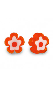 Millefiori beads flower 5-6x3mm - Red